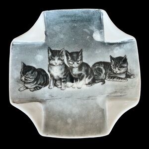 Vintage square cat kitten plate decor Unique Rare find